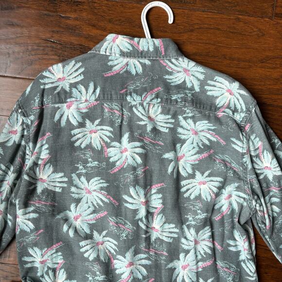 Faherty Long Sleeve Kona Hawaiian Camp Palms Print Button up Shirt Sz M - Picture 6 of 8